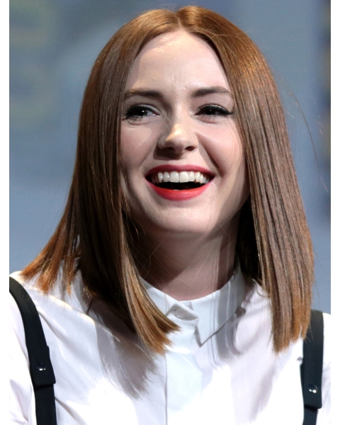 Brown Straight Without Bangs Capless Human Hair Karen Gillan Wigs