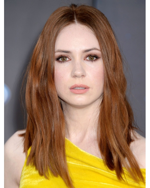 Beautiful Blonde Straight Shoulder Length Without Bangs Capless Synthetic Karen Gillan Wigs