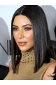  Shoulder Length Black Straight Lace Front Synthetic Bobs Kim Kardashian Wigs