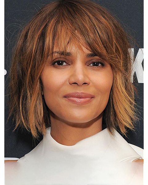 Straight Blonde Lace Front Shoulder Length Bobs Synthetic Halle Berry Wigs