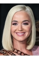 Straight Platinum Blonde Lace Front Shoulder Length Syntheitc Bobs Katy Perry Wigs