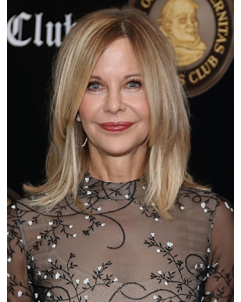 Straight Shoulder Length Ombre/2 Tone Synthetic Meg Ryan Wigs