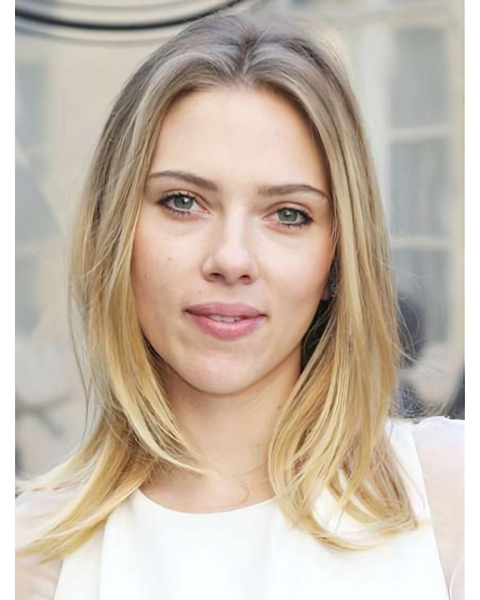 Straight Shoulder Length Ombre/2 Tone Synthetic Scarlett Johansson Wigs