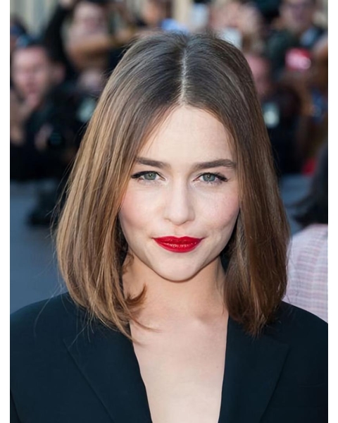 Blonde Straight Shoulder Length Lace Front Synthetic Emilia Clarke Wigs