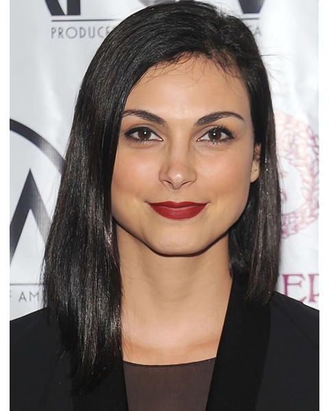 Straight  Shoulder Length Black Lace Front Synthetic Morena Baccarin Wigs