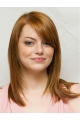  Blonde Straight Shoulder Length With Bangs  Lace Front Synthetic Emma Stone Women Wigs