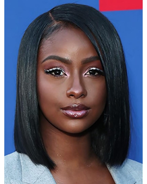 Black Shoulder Length Lace Front Synthetic Bobs Justine Skye Wigs