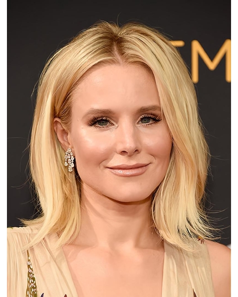 Blonde Synthetic Shoulder Length Straight Capless Women Kristen Bell Wigs