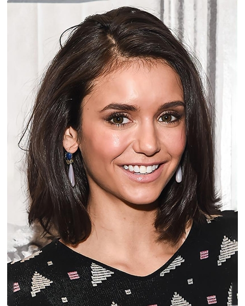 Brown Straight Shoulder Length Lace Front Synthetic Women Bobs Nina Dobrev Wigs