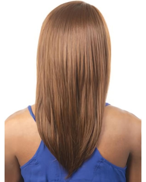 Faddish Brown Straight Shoulder Length Capless Synthetic Women Wigs