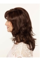 Brown Wavy Shoulder Length Monofilament Synthetic Medium Length Women Wigs