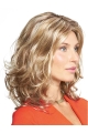 Blonde Wavy Shoulder Length Monofilament Synthetic Women Medium Wigs