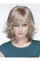 Wavy Medium  Blonde With Bangs Mono Synthetic Women Wigs 