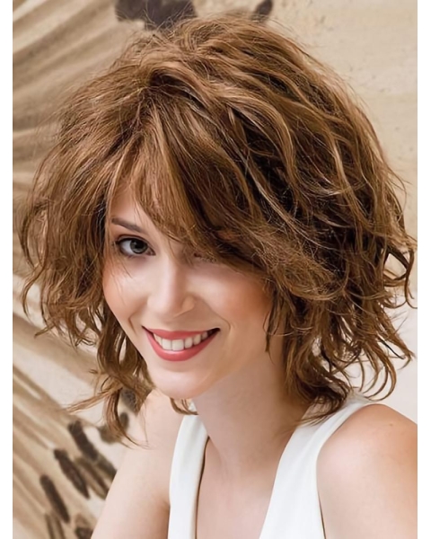 Auburn Wavy Layered Remy Human Hair Hand-tied Knotted Women Wigs