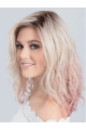 Ombre/2 Tone Shoulder Length Wavy Without Bangs Lace Front Synthetic Women Wigs