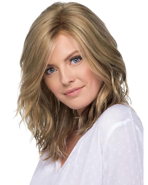 New Medium Wavy Shoulder Length Lace Front Synthetic Women Wigs