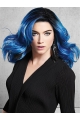 Shoulder Length Great Blue Synthetic Without Bangs Lace Front Wigs