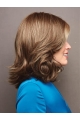 Wavy Brown Shoulder Length Capless Synthetic Women Wigs