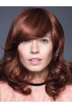 Wavy Shoulder Length 14" Auburn Hand-tied Synthetic Women Wigs