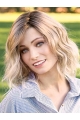 Blonde Wavy Layered Shoulder Length Online Monofilament Synthetic Women Wigs