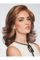 Shoulder Length Copper Wavy Without Bangs Monofilament Classic Synthetic Women Wigs