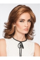 Shoulder Length Copper Wavy Without Bangs Monofilament Classic Synthetic Women Wigs