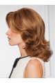 Shoulder Length Copper Wavy Without Bangs Monofilament Classic Synthetic Women Wigs