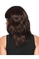 Medium Brown Wavy With Bangs Capless Synthetic Wigs For Women