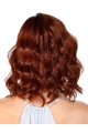 Red Wavy Without Bangs Mono Synthetic Women Wigs For Cancer Patients