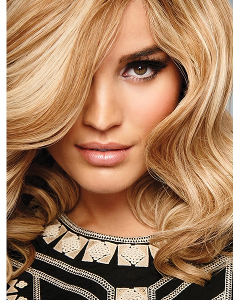 Shoulder Length Wavy 100% Hand-tied Human Hair Wigs For Women