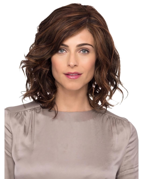 Brown Wavy Mono Quality Synthetic Women Wigs