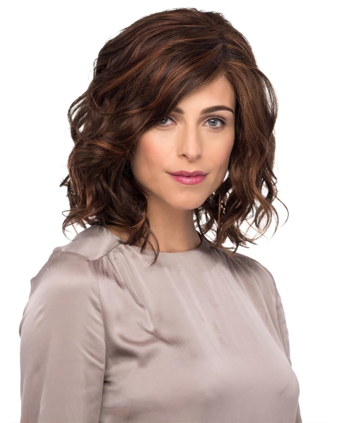 Brown Wavy Mono Quality Synthetic Women Wigs