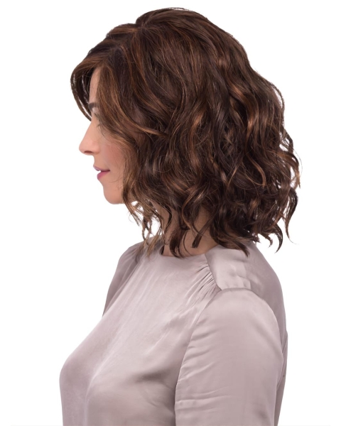 Brown Wavy Mono Quality Synthetic Women Wigs