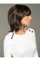 Wavy Black  With Bangs Medium Mono Synthetic African American Women Wigs 