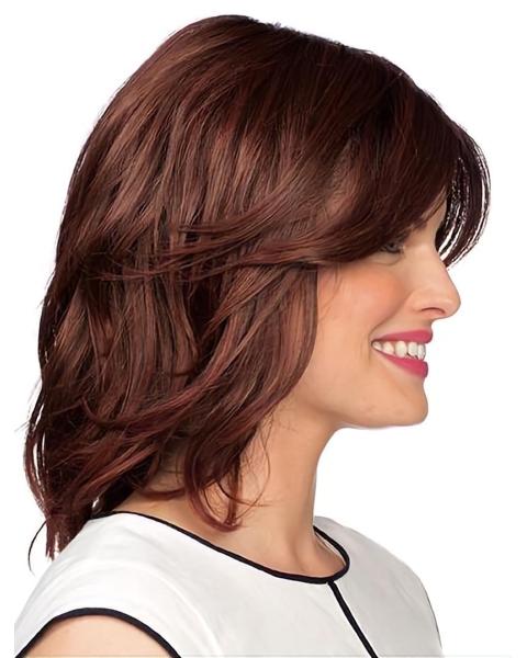  Shoulder Length Wavy Layered Mono Synthetic Women Wigs