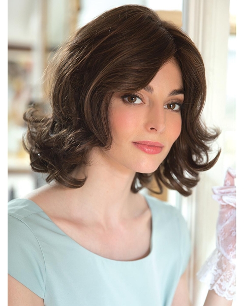 Natural 12" Wavy Layered Mono Synthetic Women Wigs