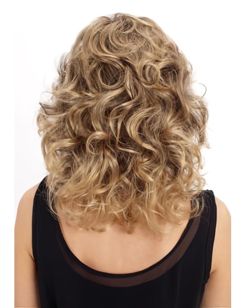 Ideal Blonde Wavy Shoulder Length Mono Classic Synthetic Women Wigs