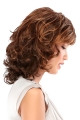 Mature Brown Wavy Shoulder Length Lace Front Synthetic Women Wigs