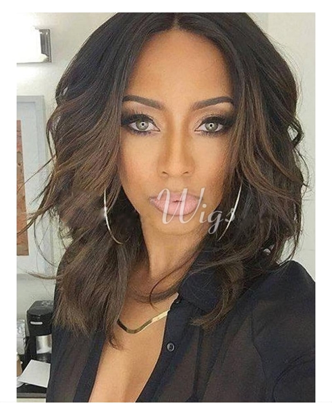 16"  Shoulder Length Wavy Ombre Lace Front Human Hair Women Wigs