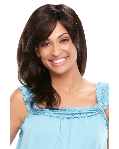 Comfortable Medium Wavy Black Lace Front Synthetic Women Wigs