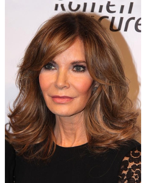 High Quality Shoulder-length Layered Wavy Lace Human Hair Jacklyn Smith Women Wig