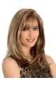 Pleasing Blonde Medium Wavy With Bangs Mono Top Synthetic Women Wigs