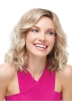 Blonde Durable Medium Wavy Without Bangs Lace Front Synthetic Women Wigs