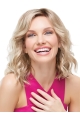 Blonde Durable Medium Wavy Without Bangs Lace Front Synthetic Women Wigs