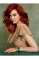 Durable Shoulder Length Wavy Capless Copper Human Hair Women Wigs