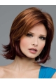  Preferential Auburn Medium Wavy Mono Top Synthetic Women Wigs