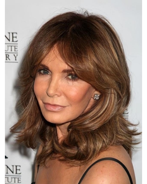 Beautiful and Feminine Shoulder-hitting Layered Wavy Lace Front Human Hair Jacklyn Smith Wig