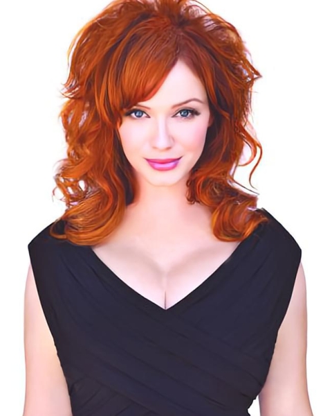 Incredible Shoulder Length Wavy Capless Copper Human Hair Wigs For Women