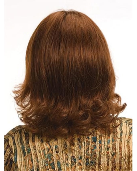 Refined Auburn Wavy Shoulder Length Human Hair Women Wigs