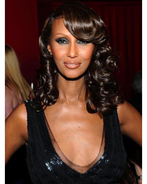 Iman Stylish Sweet Glamourous Medium Curly Lace Front Wig 100% Real Human Hairs